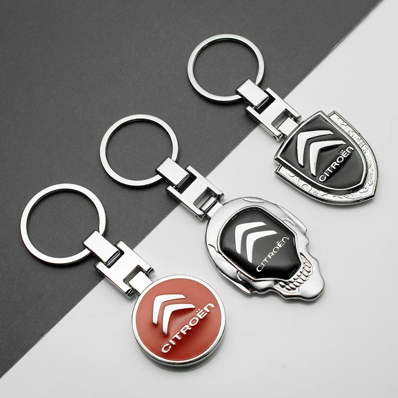 ثلاثية الأبعاد المعادن/الجلود سيتروين C5X C6 DS C3-XR C4L C4 C1 C5 C6 VTS C-ELYSEE مفتاح سلسلة حلقية لسيارة المفاتيح شارة شعار الملحقات