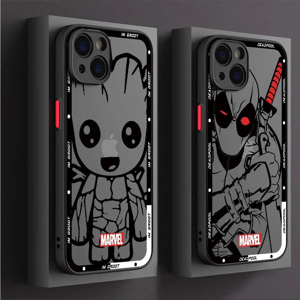 Spider Iron Man Venom Deadpool Case for iPhone SE XR 15ProMax 13 Mini 14 Pro XS Max 12 7 8 Plus 11 Pro Luxury Matte Cover