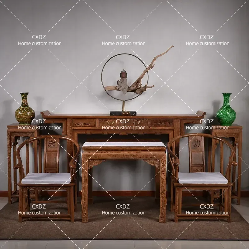 Chinese Style Solid Wood Zhongtang Six Piece Set Eight Immortals Table Living Room Furniture Four Piece Set Traditional