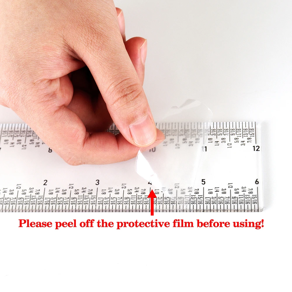 Reglas acrílicas transparentes multifuncionales de 6 "y 12" para hacer tarjetas, regla de centralización cero de 12 pulgadas, herramientas manuales de medidas fáciles