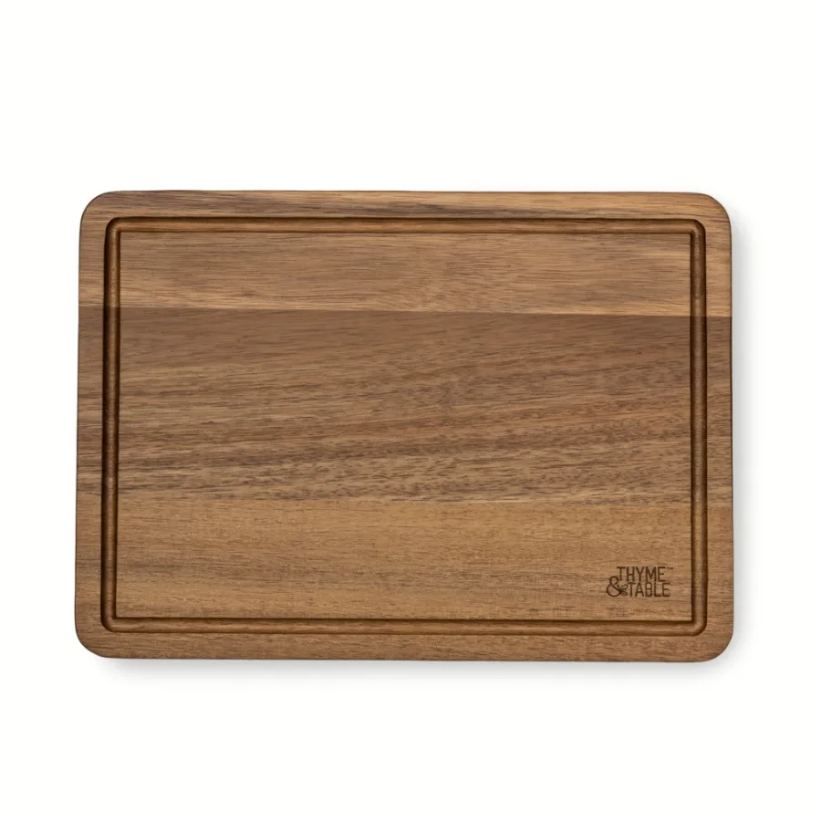 Thyme and Table Medium 10"x14" Acacia Wood Cutting Board with Triangle Shaped Anti-Slip Feet