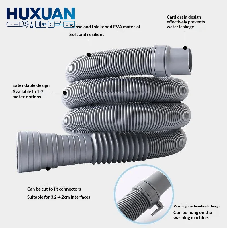 Universal Dishwasher Drain Extension Hose Kit High Temperature Proof 1M/2M Washing Machine Waste Pipe for Home Plumbing Repair