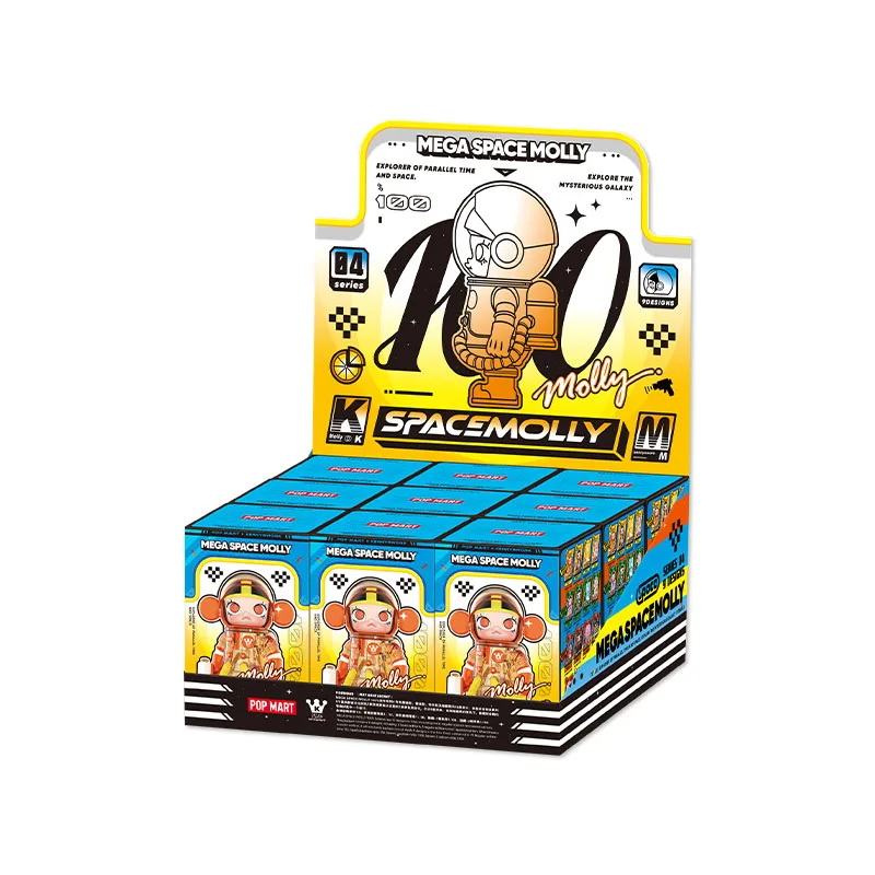 Officiële echte POPMART Mega Space Molly 100% Anniversary Series 4 Blind Box Doll Ornament Toy Verjaardag Verrassingsgeschenken