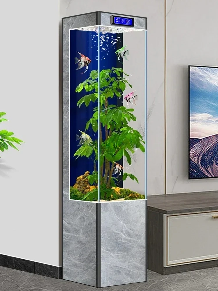TT Living Room Super White Glass Change Water Ecological Fish Tank Circulating Floor Vertical Aquarium