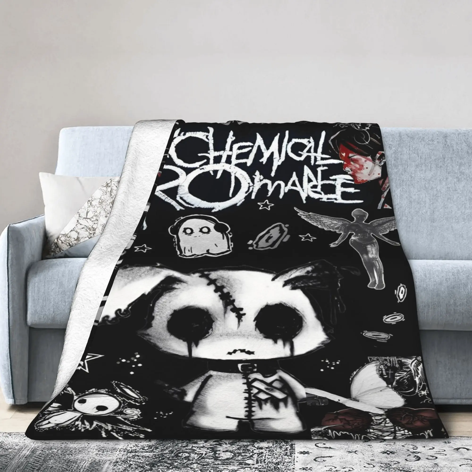 

My Chemical Romance Rock Band Flannel Blankets Funny Throw Blankets for Home Hotel Sofa 200x150cm Bedspread