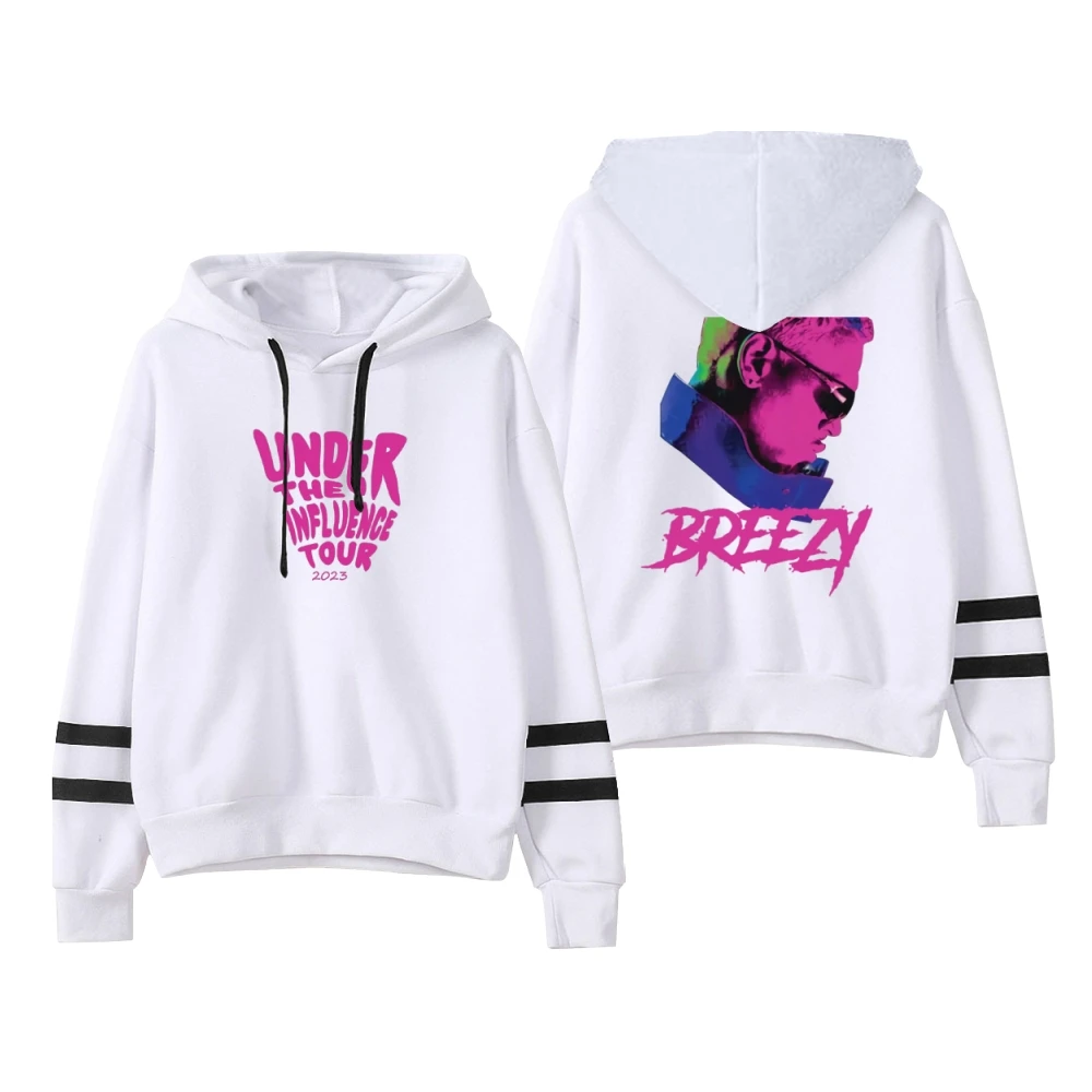 Chris Brown Merch Under The Influence Tour 2023 Breezy Unisex Pocketless Parallel Bars Sleeve Sweatshirts Women Men's Hoodie