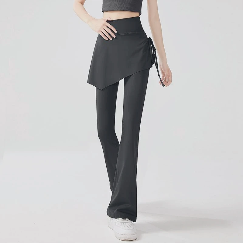 Invisible Crotch Pants Micro-flared Pants Fake Two-piece Women's Casual Yoga Bottoms Horseshoe Shark Pants Sexy, Fashionable