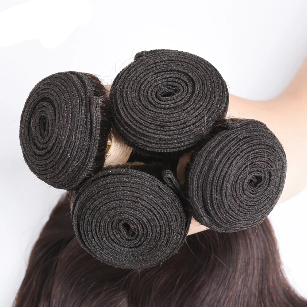 3 bundel 10A 2 # coklat warna tubuh gelombang rambut manusia bundel 3 buah rambut Brasil tenun #2 Remy ekstensi rambut