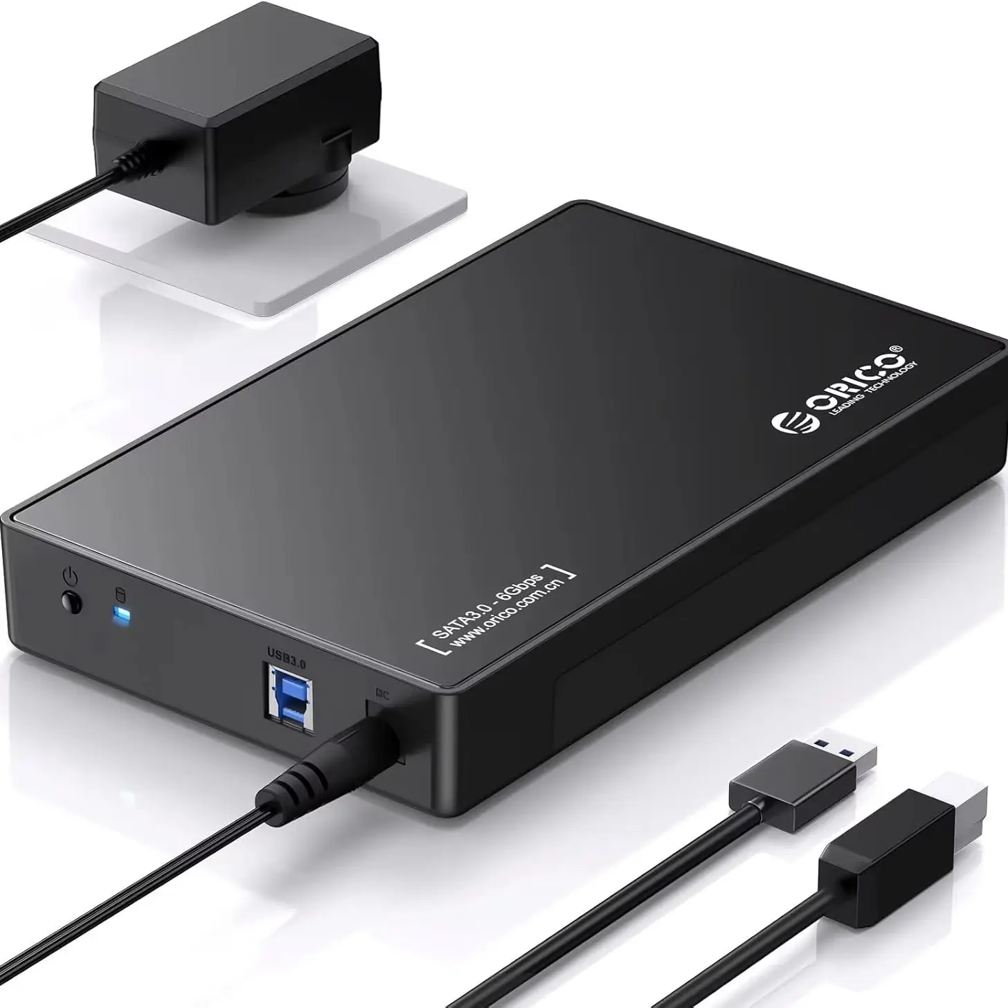 ORICO USB 3.0 externes Festplattengehäuse für 3,5/2,5 Zoll SATA-Festplatten/SSDs bis zu 20 TB, 3,5'' werkzeugloses Festplattengehäuse mit 12V/2A Netzteil und UASP-Beschleunigung