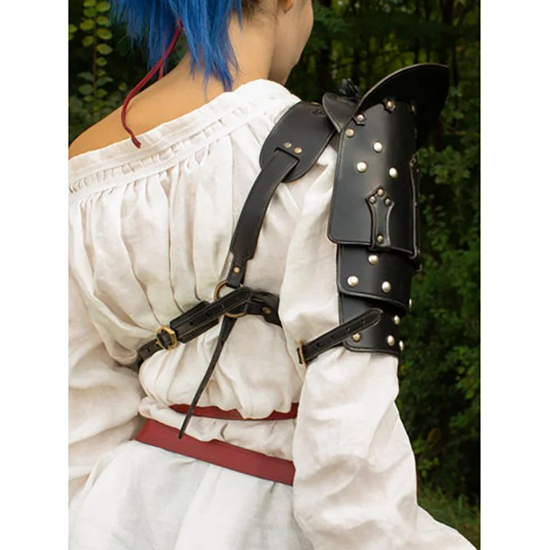Medieval Viking Pirate Knight Shoulder Armor Gladiator Cosplay Costume Accessory Gothic Steampunk Leather Harness Belt Pauldrons