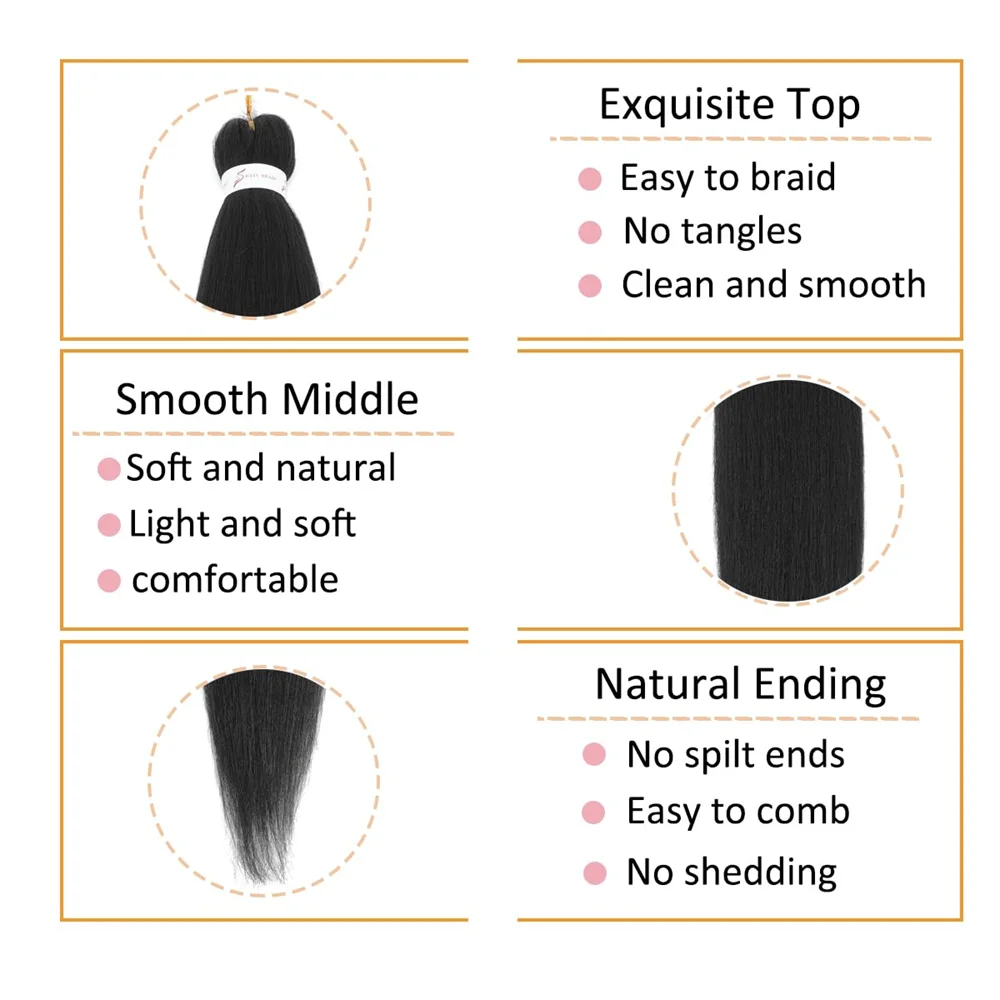 26 Inch Braiding Hair Pre Stretched B-Easy Ez Braid Synthetic Soft Yaki Crochet Braid Hot Water Setting Hair Extension For Women