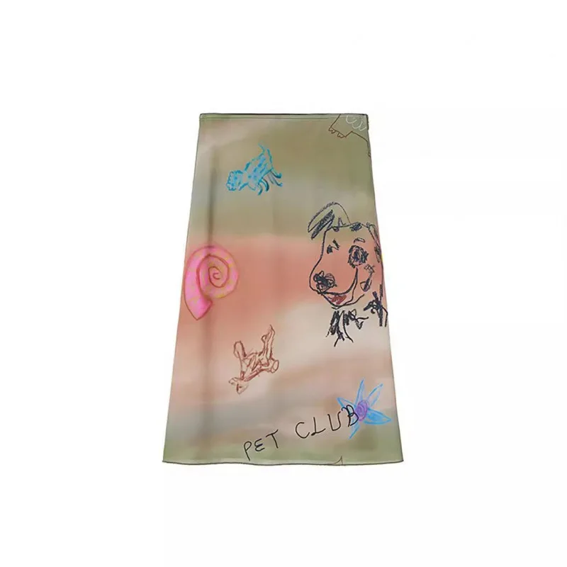 

Ретро-юбка с принтом собак, средней длины, облегающая, с эффектом похудения, для повседневной носки, без подкладки, с вышивкой, притягательная