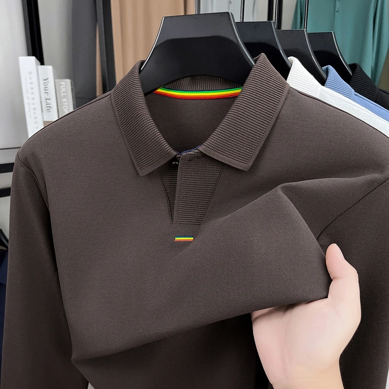 Fashion exquisite embroidered long sleeve polo shirt luxury brand men's autumn new business casual comfort unique lapel T-shirt