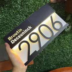 Custom Solar House Number Light Exterior LED Light House Plaque 3D Laser Cutting Street Family Name Door Sign Family Gift