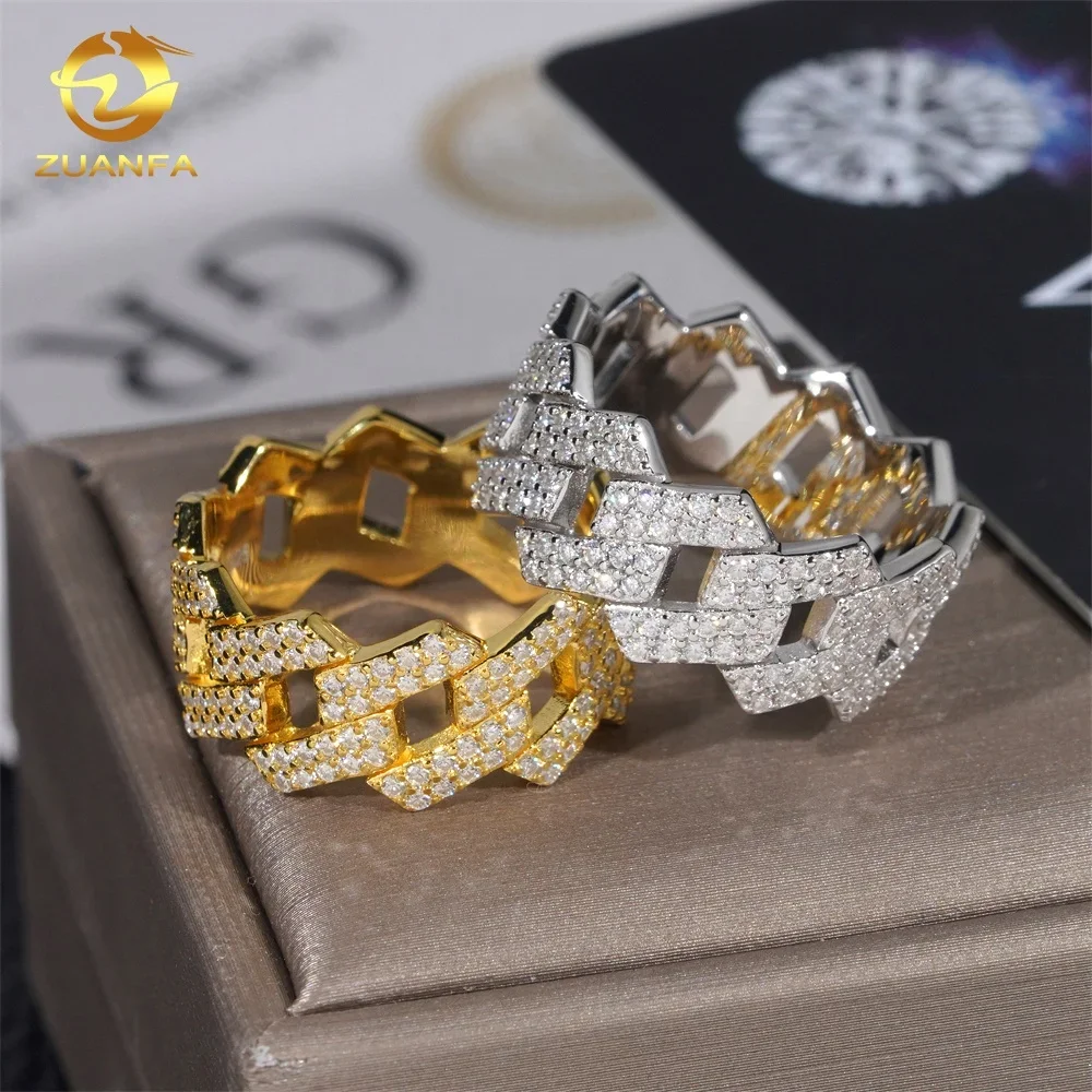 New GRA Certificates 925 Silver Pass Diamond Tester Moissanite Diamond Iced Out Jewelry H ip Hop Ring Cuban Band Ring Men