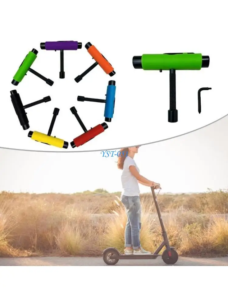 

E15A Skate Tool All in Skateboard Tool Roller Skate Tool T Tool for Skateboard Mutifunction Portable Skateboard Accessory
