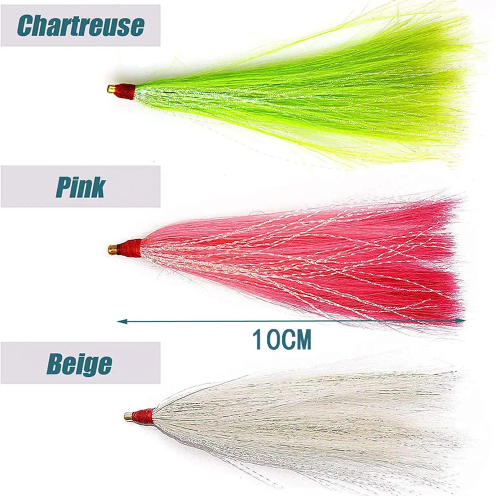 12 Pieces Fishing Bucktail Hair Teaser Portable Handmade Accessories Fishing