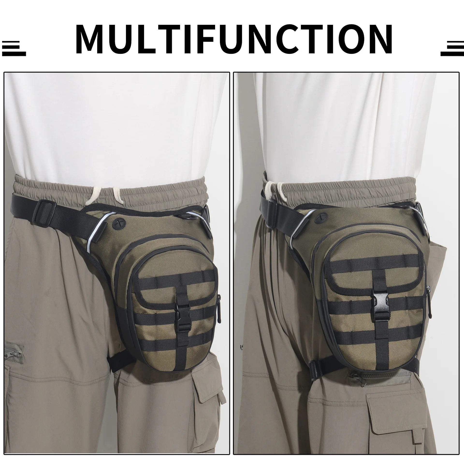 

Men's outdoor multi-functional waist bag, large-capacity waterproof tactical motorcycle riding leg binding waist bag, leg bag
