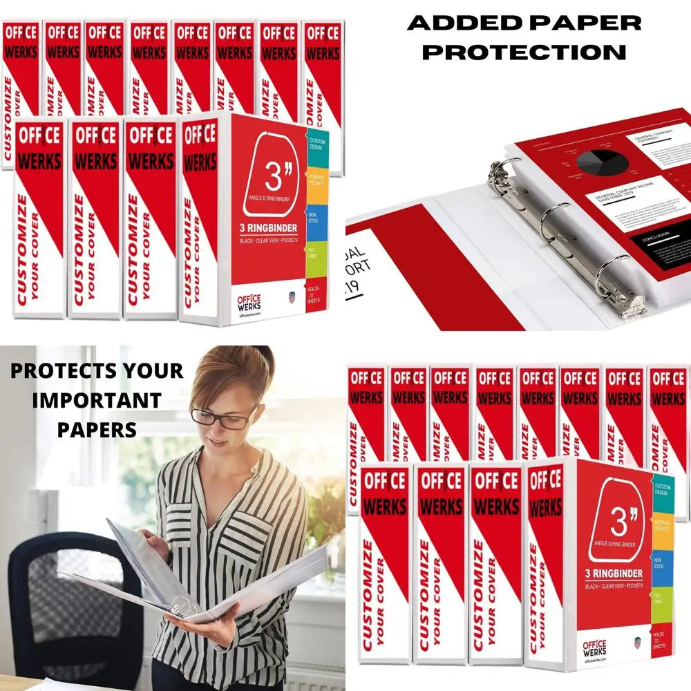 

Папка-скоросшиватель с D-образными кольцами 3 дюйма и прозрачными карманами для страниц формата 8,5x11 (12 штук в упаковке)