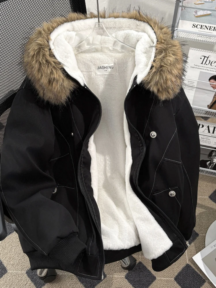 

Unbranded Men's Thiened Fce Lined Parka Cotton Jaet Winter Coat Detachable Fur Collar Casual Youth Outerwear Coat