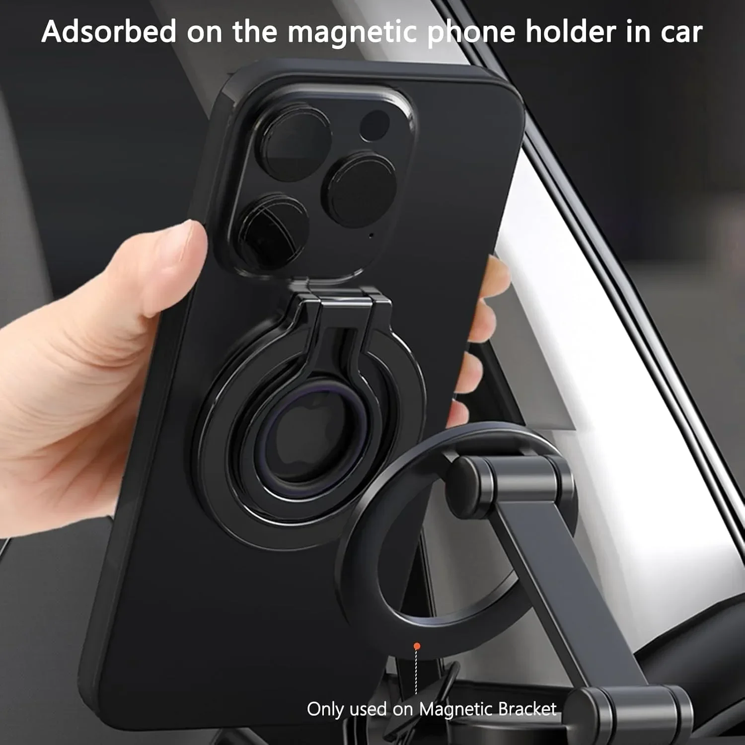 360° Rotating Magnetic Phone Holder Foldable Rechargeable Adsorbed Mobile Phone Stand with Silicone Finger Ring for iPhone 16