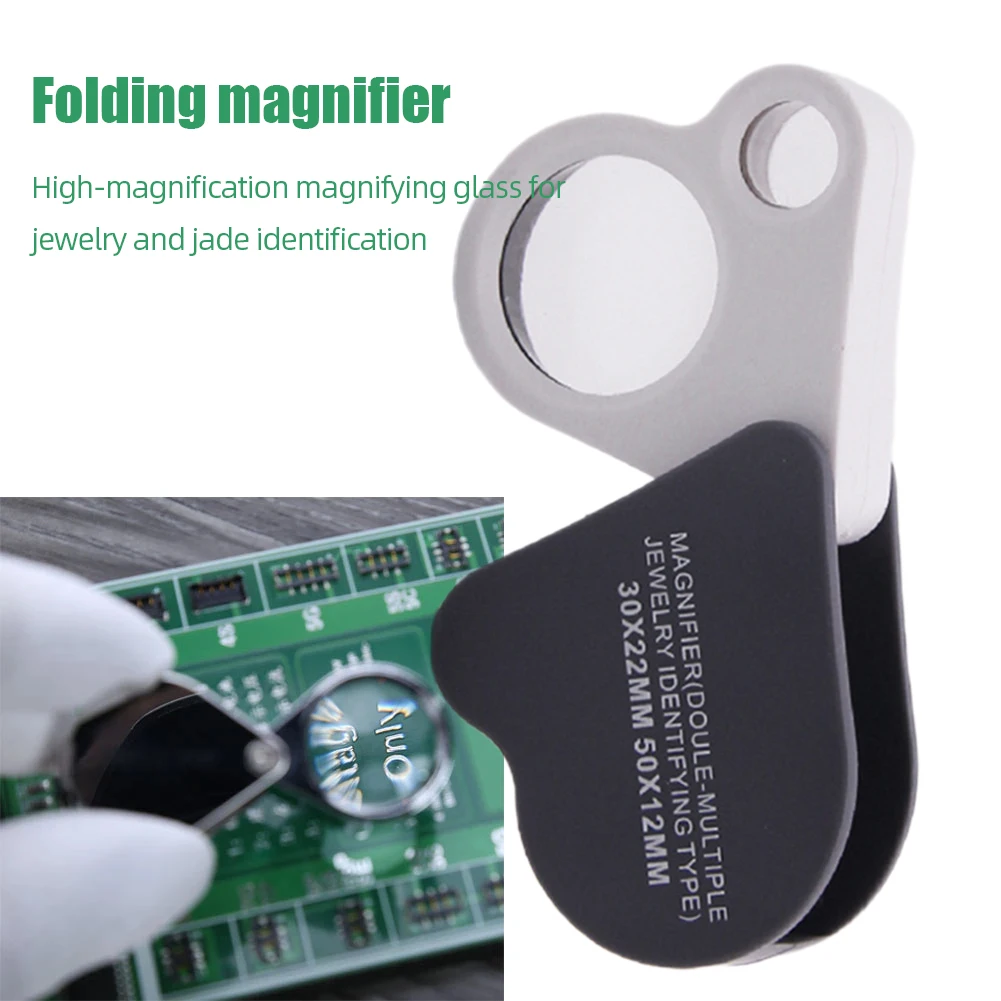 30X 50X Foldable Pocket Magnifier Mini Jewelry Magnifying Portable Handheld Reading Magnifying Glass Loupe Lens Eye Magnifier