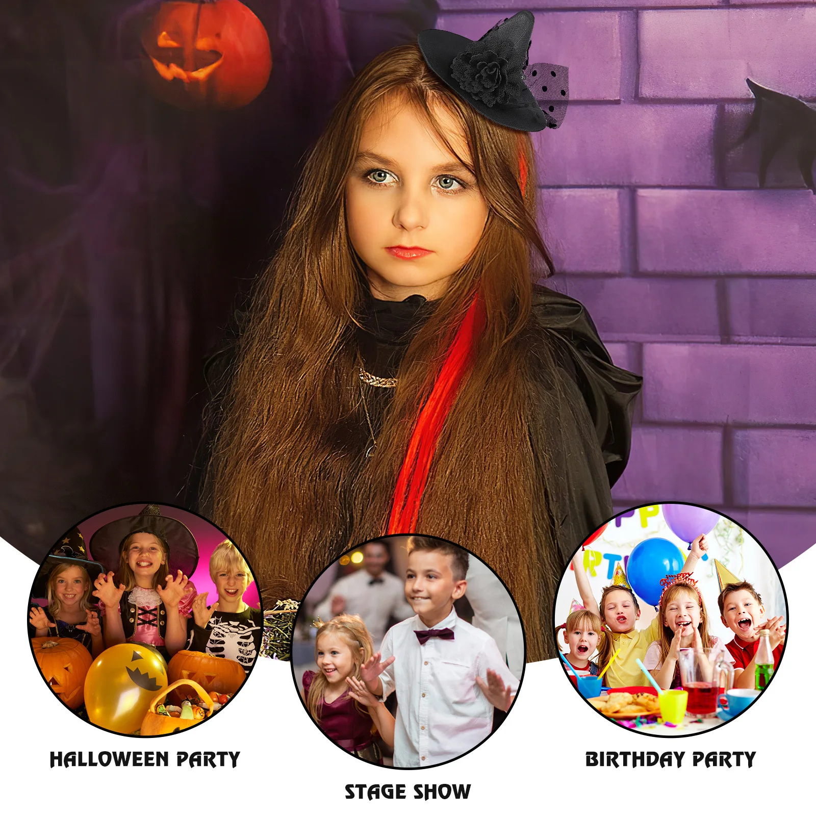 مصغرة خفيفة الوزن القماش حزب ديكور الاطفال زي التبعي حفلة تنكرية صغيرة هالوين قبعة الساحرة قبعة الساحرة الطرف #3