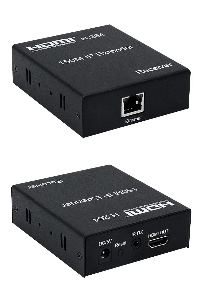 Imagem -02 - Hdmi Extender Transmissor de Vídeo e Receptor Cabo Ethernet Divisor de Tela Suporte tx para Multi rx Rj45 Cat6 H264 150m