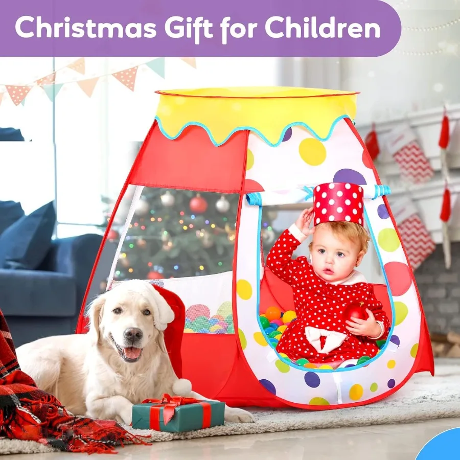 Poteau à balles pour bébé avec 50 balles, tente de jeu Pop-Up pour filles, jouets de princesse pour maison de jeu intérieure et extérieure avec transport Ba