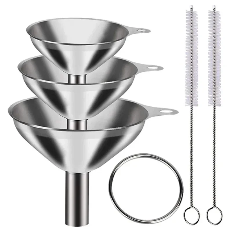 3/5 Pcs Stainless Steel Kitchen Funnels Set Food Grade Metal Funnels for Filling Bottles Small Funnels for Essential Oil Spices