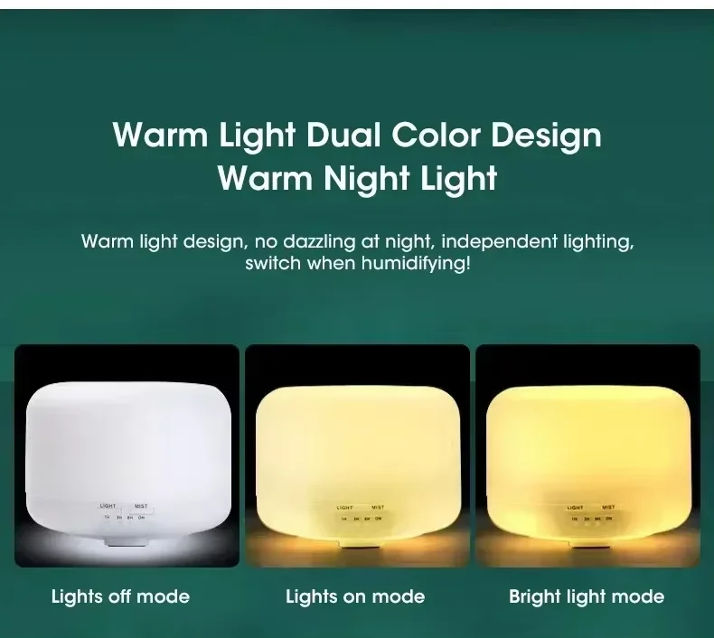 500ML Mini Humidifier USB Wood Grain Aroma Diffuser, Air Humidifier with Colorful Night Lights, Essential Oil Diffuser Machine gallery 2