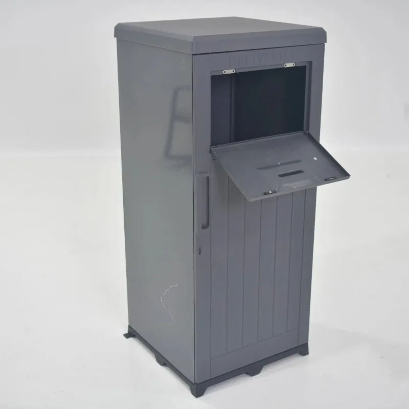 Outdoor large parcel delivery box, waterproof resin anti-theft delivery box with lock, for porch/curbside/home parcel storage.