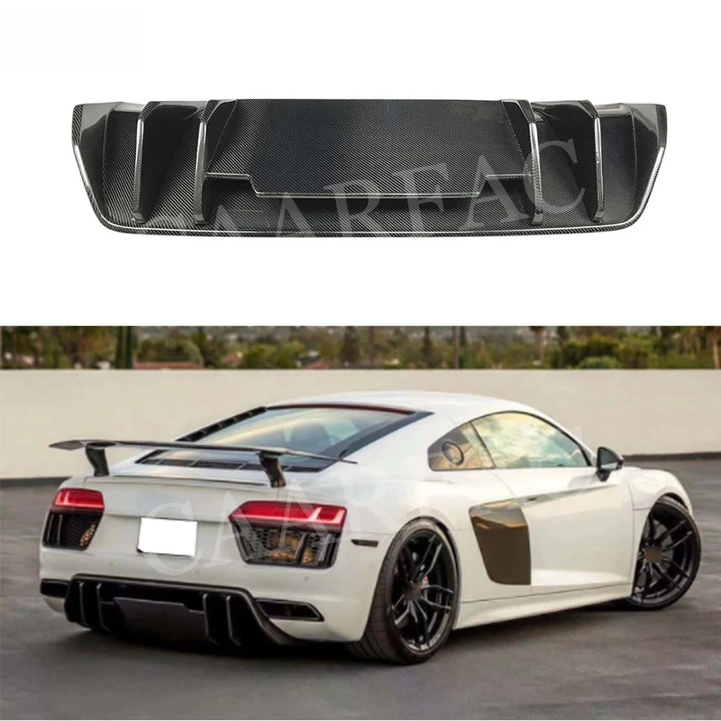 

Dry Carbon Fiber Rear Diffuser Lip Spoiler For R8 V8 V10 2017 2018 2019 2020 FRP Prime Skid Plate Car Bumper Protector