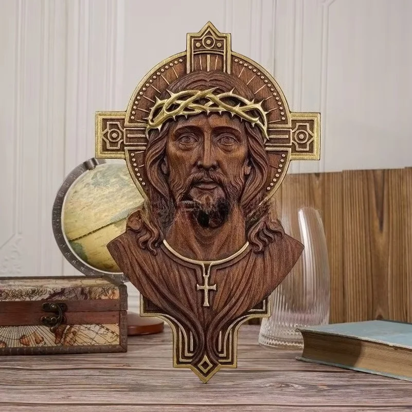 Wooden Carved Vintage Cross Desktop and Wall Ornament, Desktop Decoration, Home Decor, Handcrafted Artwork