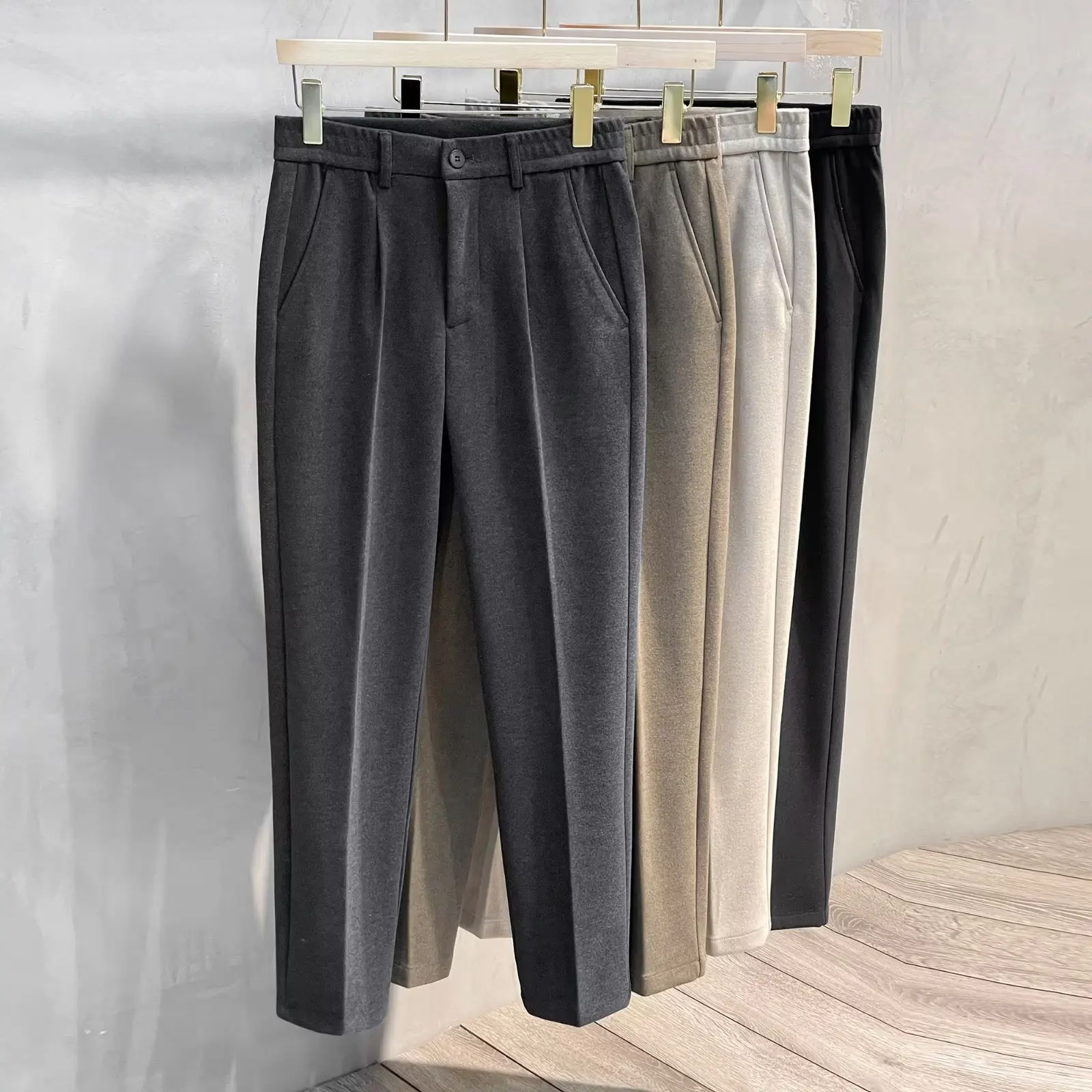 Nine-point Pants Men's Light Luxury Business Slim-fitting Trendy Retractable Waist Casual Pants