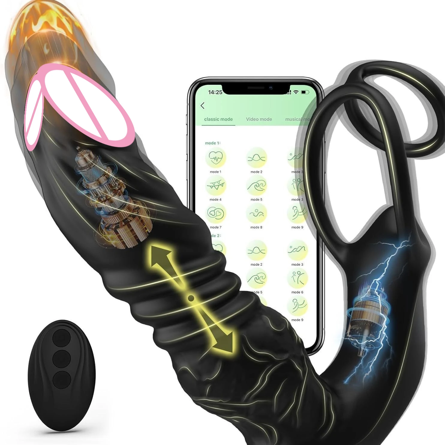 Vibrador Anal con Control Remoto por Aplicación, Masajeador de Próstata con Anillo Vibrador para Pene, Juguetes Sexuales para Hombre