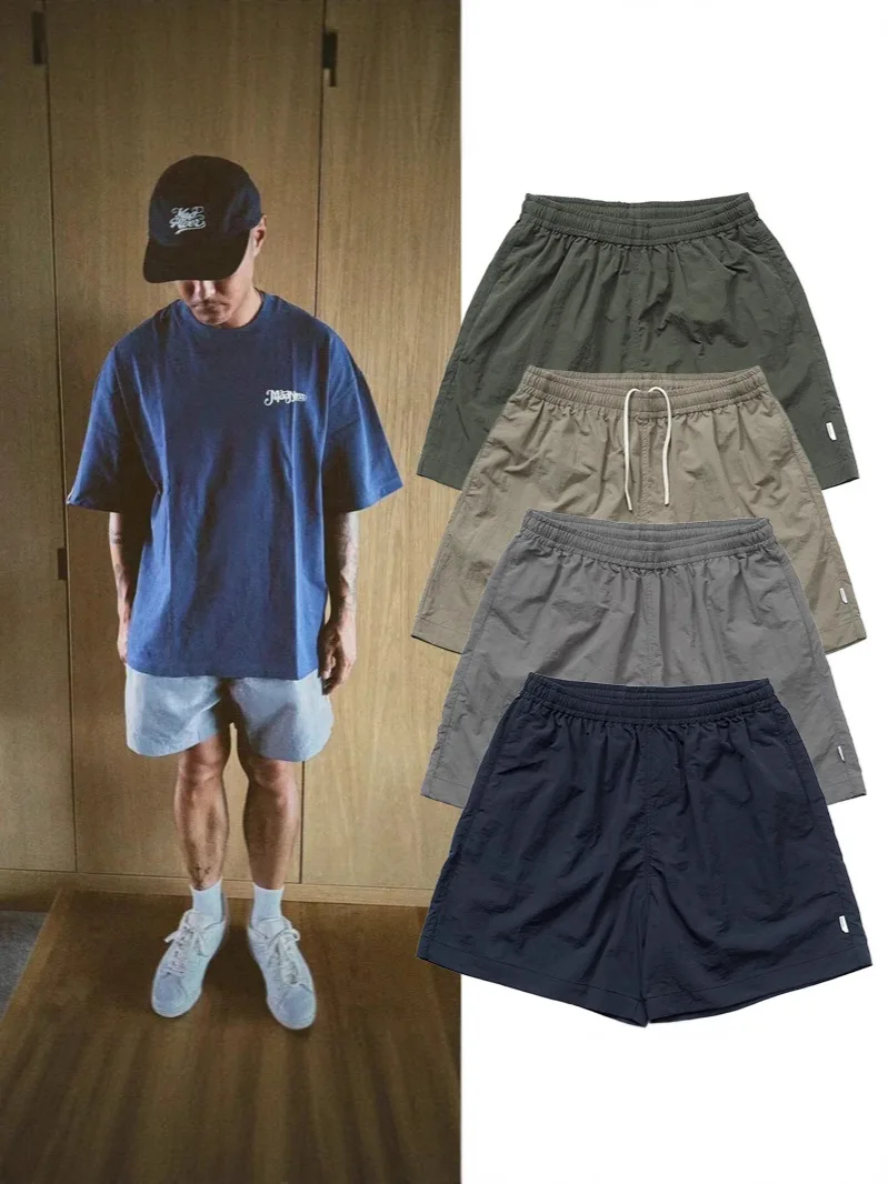 

Lightweight Breathable Qui Dry Five Inch Sports orts Summer 2025 Loose Fit Polyester Casual Pants Khaki Color