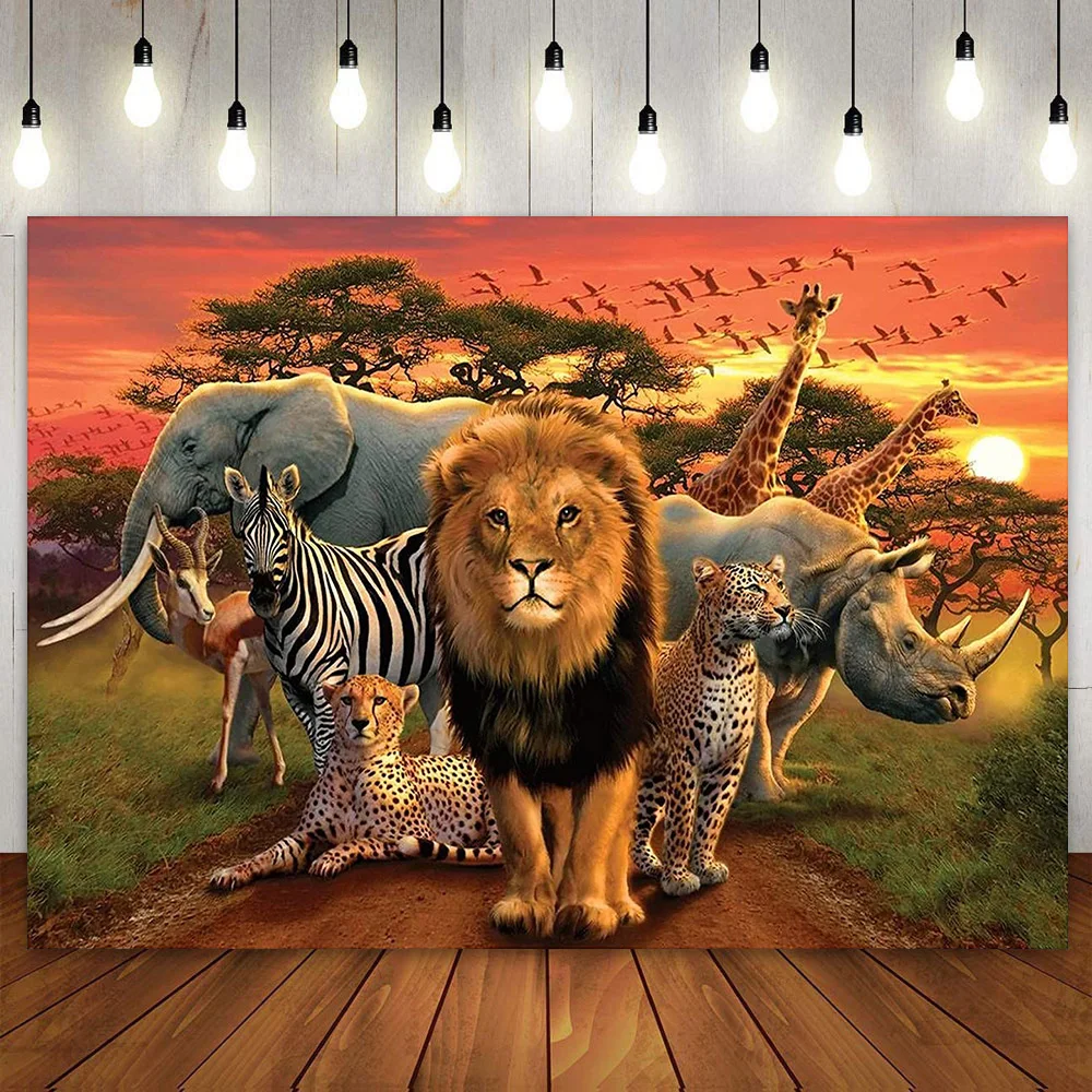 

Tropical Rain Africa Forest Animal Backdrop Photography Background for Baby Shower Kids Boys 1st First 2nd Birthday Party Decor