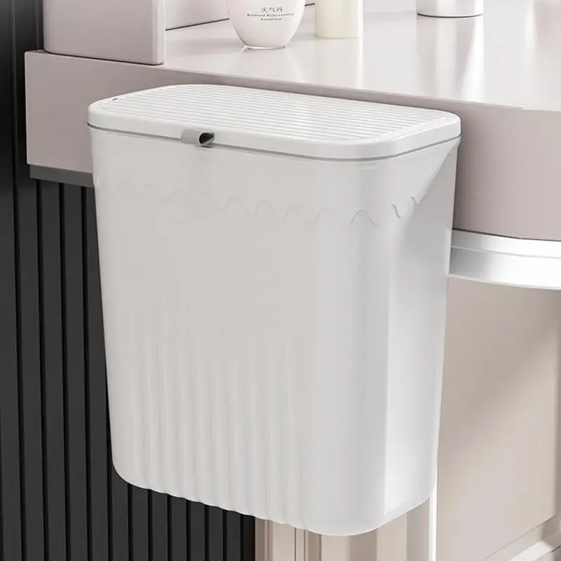Hanging Trash Can For Kitchen Cabinet Door Wall Mounted Bathroom Wastebasket Toilet Trash Bin with Lid Garbage bag