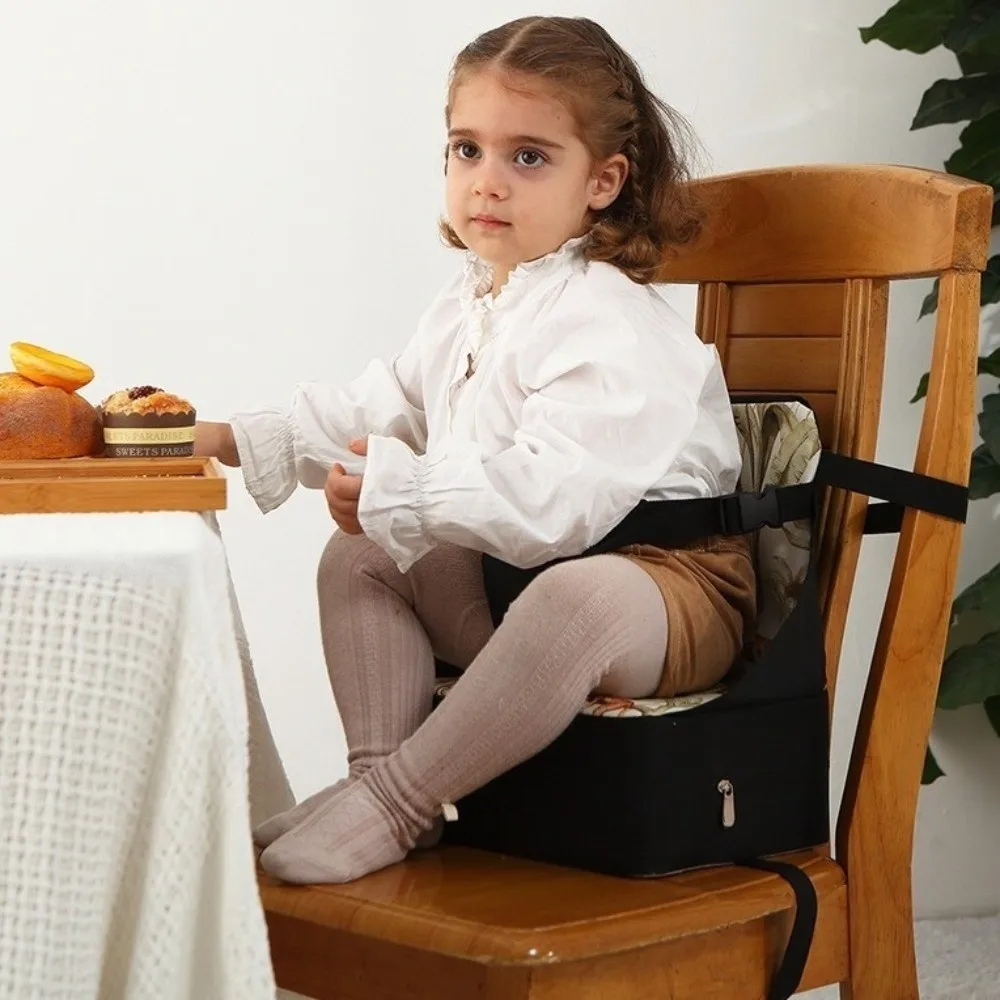 Cartoon Printed Kids Booster Seat Mat Foldable Adjustable Toddler Dining Chair Cushion Easy Clean Ventilated