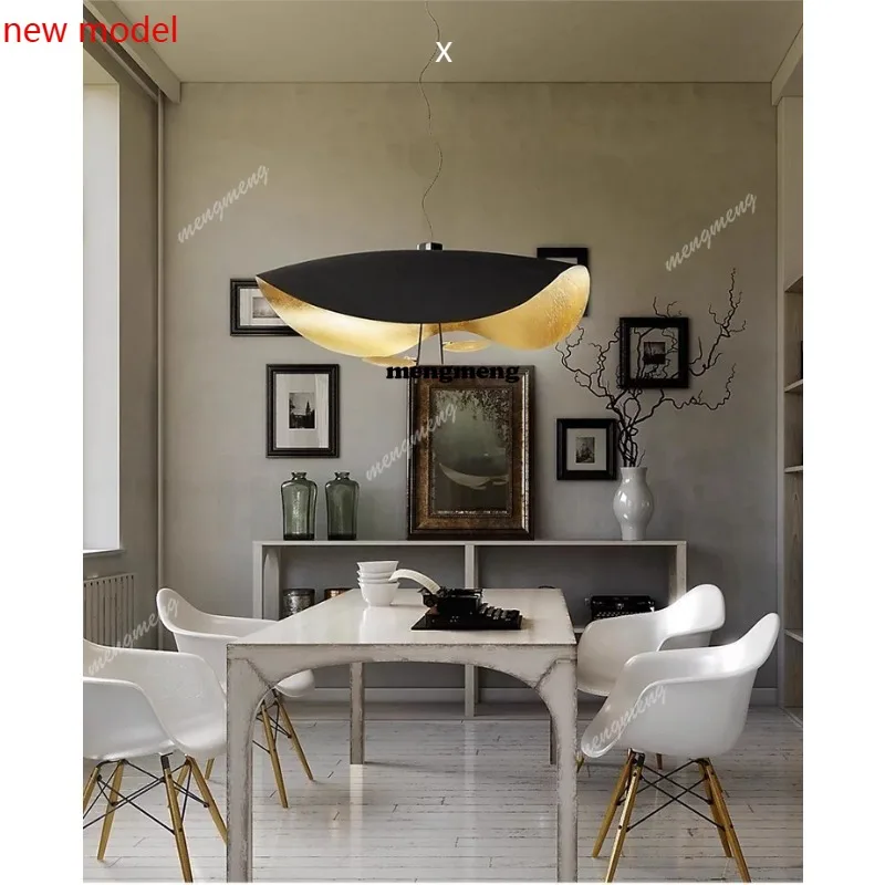 

M138Italian living room dining room chandelier light luxury designer bedroom gold leaf lamp