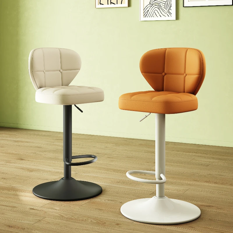 Stylish Swivel Modern Bar Chairs Lounge Minimalistic Leather Brown Stools Bar Chairs Nordic White Taburete Alto Furniture