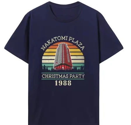 Summer Movie Christmas Party 1988 Print Men's T-shirt Vintage Style Victoria Nakatomi Square Cotton Texture T-shirt Costume