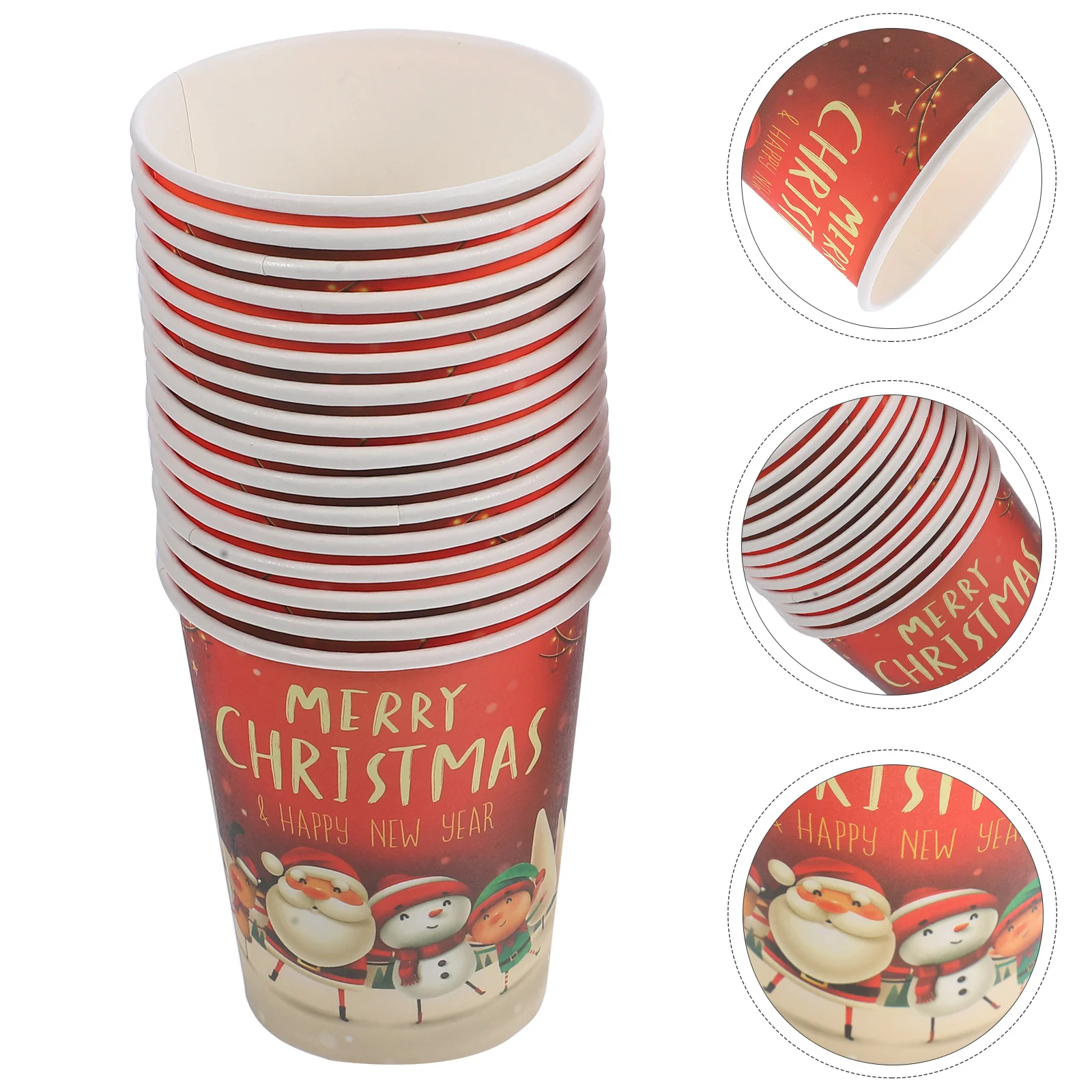 

32 Pcs Christmas Paper Coffee Cups Santa Hot New Year Cartoon Party Supplies for Drink Merry