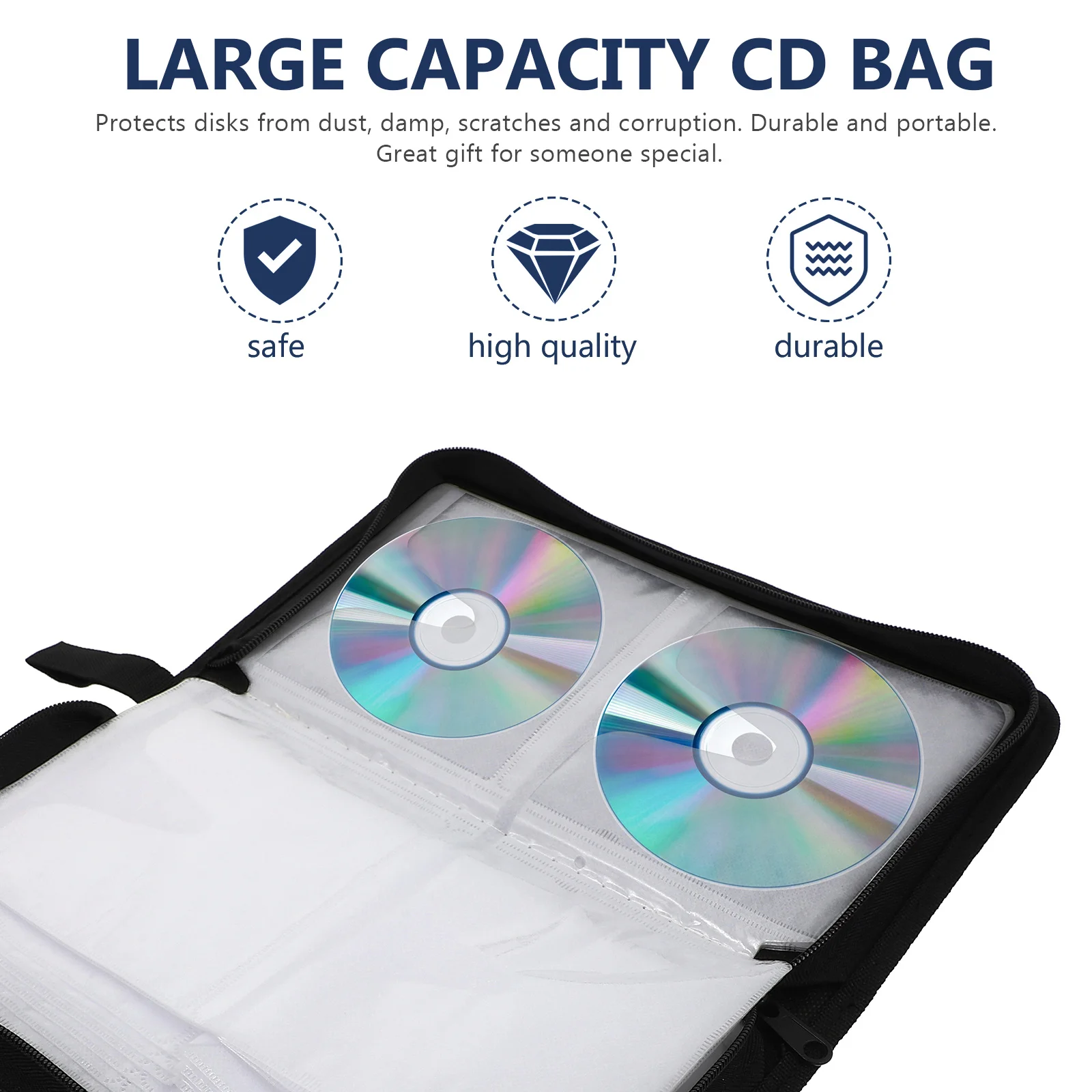 

High Class Material Cd Organizer Bag Large Capacity Storage Container Portable Scratch Proof Disc Protector for Home Car
