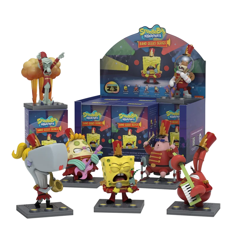 최고의 새로운 정통 MightyJaxx SpongeBob SquareP 밴드 나이트 블라인드 박스 Collectible Figure 장식 액션 장난감 피규어 모델 완구