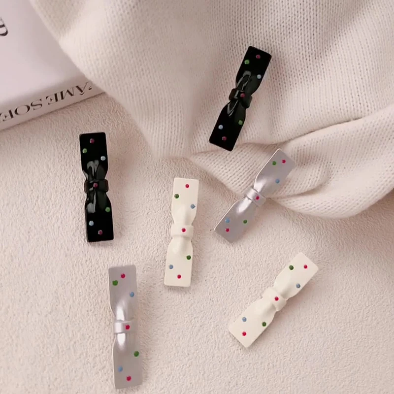 

1PC Hair Accessories Polka Dot Bow Hair Clip Three-dimensional Side Duckbill Clip Hairclip Fashionable Temperament Bangs Clip