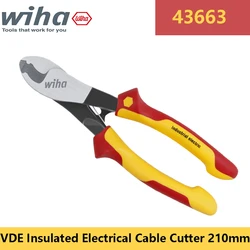 WIHA 43663 Insulated Cable Cutter 210mm 1000V VDE with Switchable Opening Spring Industrial Electric Cable Plier