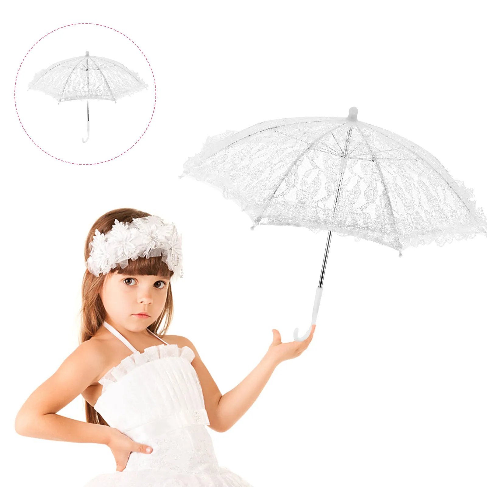 

Изысканный белый кружевной зонт для свадебных фотосессий, элегантный реквизит для сценических выступлений, легкий декоративный свадебный зонт