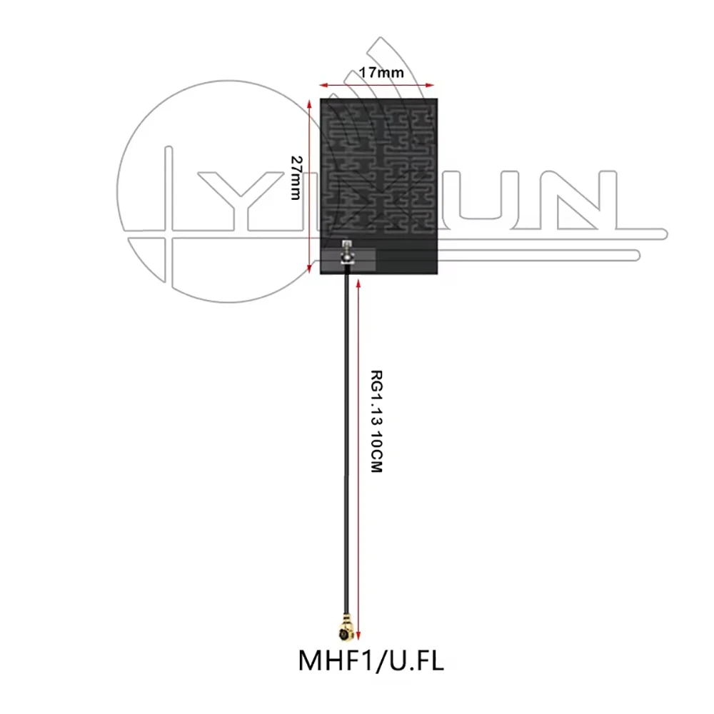 2 SZT. Antena LoRa 433MHz 433/470M Wbudowana Elastyczna Płytka Drukowana FPC Wzmacniacz Moduł Nadajnika Odbiornika RF MHF1 U.FL RG1.13